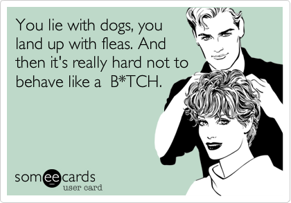 You lie with dogs, you
land up with fleas. And
then it's really hard not to
behave like a  B*TCH.