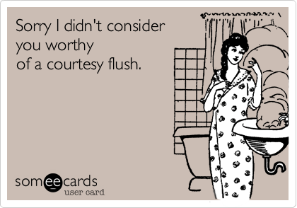 Sorry I didn't consider 
you worthy 
of a courtesy flush. 