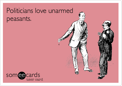 Politicians love unarmed
peasants.