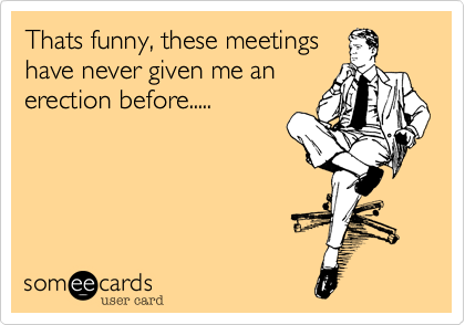 Thats funny, these meetings
have never given me an
erection before.....