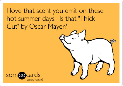 I love that scent you emit on these hot summer days.  Is that "Thick Cut" by Oscar Mayer?