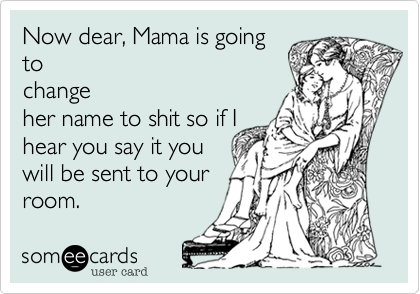 Now dear, Mama is going
to
change
her name to shit so if I
hear you say it you
will be sent to your
room. 