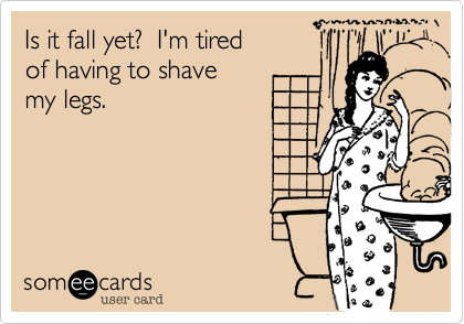 Is it fall yet?  I'm tired 
of having to shave 
my legs.