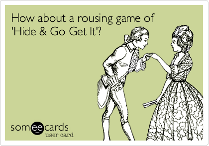 How about a rousing game of
'Hide & Go Get It'?
