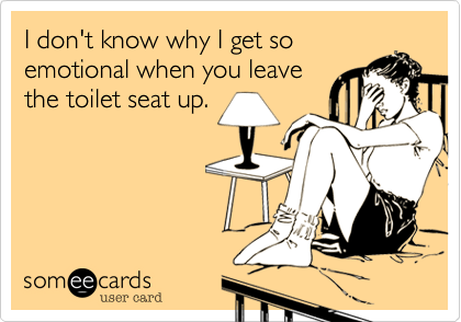 I don't know why I get so
emotional when you leave
the toilet seat up.