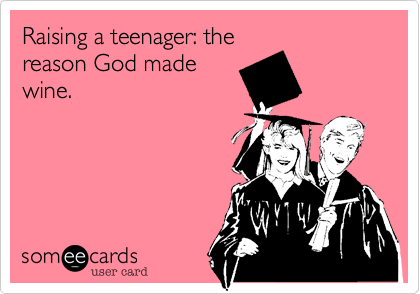 Raising a teenager: the
reason God made
wine.
