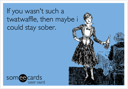 If you wasn't such a
twatwaffle, then maybe i
could stay sober.