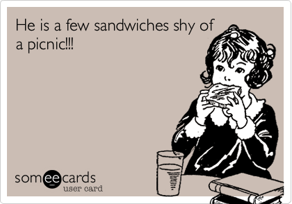He is a few sandwiches shy of
a picnic!!! 
