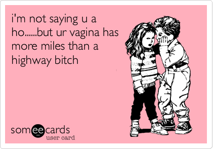 i'm not saying u a
ho......but ur vagina has
more miles than a
highway bitch