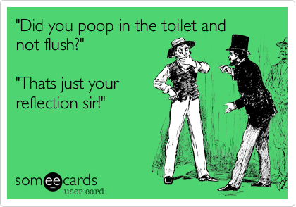 "Did you poop in the toilet and
not flush?"

"Thats just your
reflection sir!"