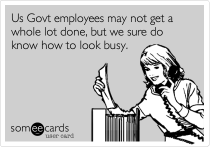 Us Govt employees may not get a whole lot done, but we sure do know how to look busy.  