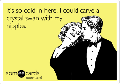 It's so cold in here, I could carve a crystal swan with my
nipples.