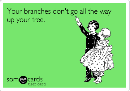Your branches don't go all the way up your tree.