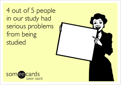 4 out of 5 people
in our study had
serious problems
from being
studied