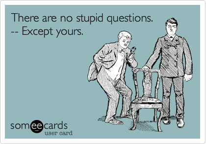 There are no stupid questions.
-- Except yours.