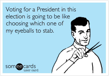 Voting for a President in this election is going to be like
choosing which one of
my eyeballs to stab. 