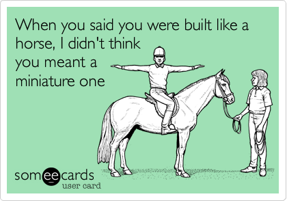 When you said you were built like a horse, I didn't think
you meant a
miniature one
