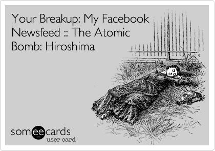 Your Breakup: My Facebook
Newsfeed :: The Atomic
Bomb: Hiroshima