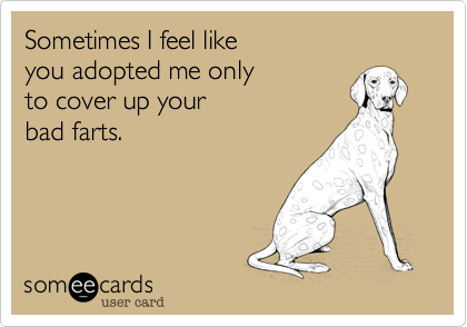 Sometimes I feel like 
you adopted me only 
to cover up your 
bad farts.