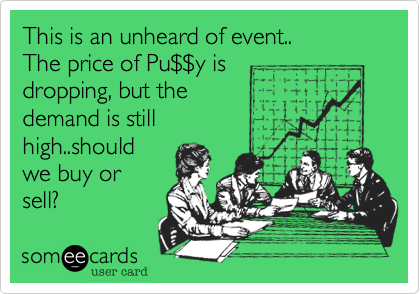 This is an unheard of event..
The price of Pu%24%24y is
dropping, but the 
demand is still
high..should
we buy or 
sell? 
