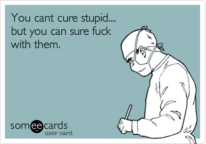 You cant cure stupid....
but you can sure fuck
with them.