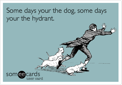 Some days your the dog, some days your the hydrant.