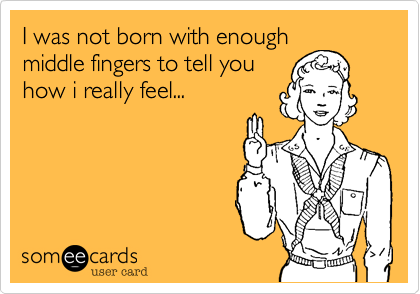 I was not born with enough
middle fingers to tell you
how i really feel...