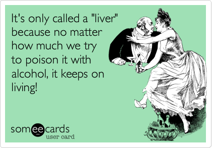It's only called a "liver"
because no matter
how much we try
to poison it with
alcohol, it keeps on
living! 