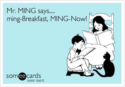 Mr. MING says.....
ming-Breakfast, MING-Now!