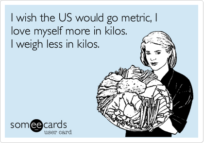 I wish the US would go metric, I love myself more in kilos. 
I weigh less in kilos. 