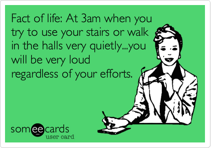 Fact of life: At 3am when you
try to use your stairs or walk
in the halls very quietly...you
will be very loud
regardless of your efforts.