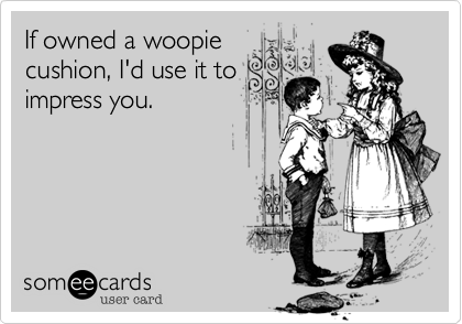 If owned a woopie
cushion, I'd use it to
impress you.