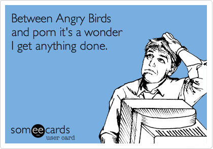 Between Angry Birds 
and porn it's a wonder 
I get anything done.