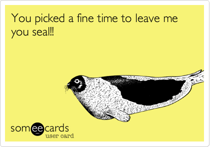 You picked a fine time to leave me you seal!!