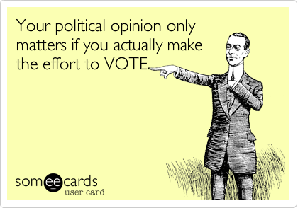 Your political opinion only
matters if you actually make
the effort to VOTE.