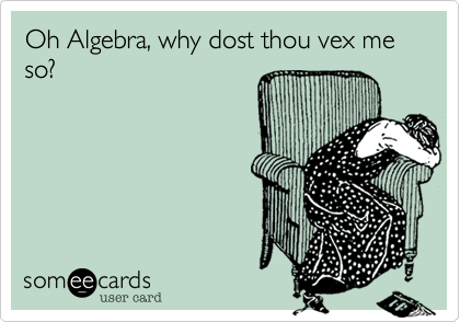 Oh Algebra, why dost thou vex me so?