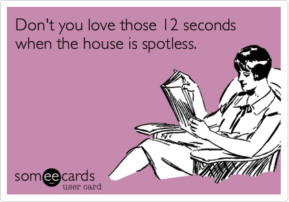 Don't you love those 12 seconds when the house is spotless. 