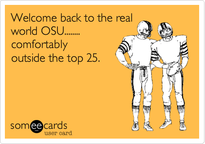 Welcome back to the real
world OSU........
comfortably
outside the top 25.