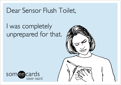 Dear Sensor Flush Toilet, I was completely unprepared for that.