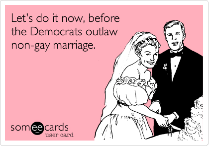 Let's do it now, before the Democrats outlawnon-gay marriage.