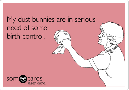 My dust bunnies are in seriousneed of somebirth control.