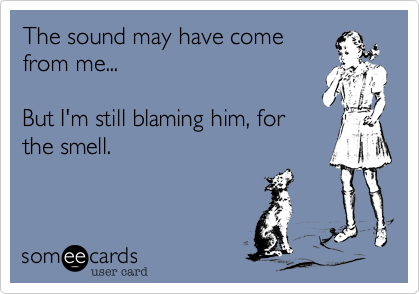The sound may have come
from me...

But I'm still blaming him, for
the smell. 