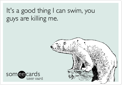 It's a good thing I can swim, you guys are killing me.