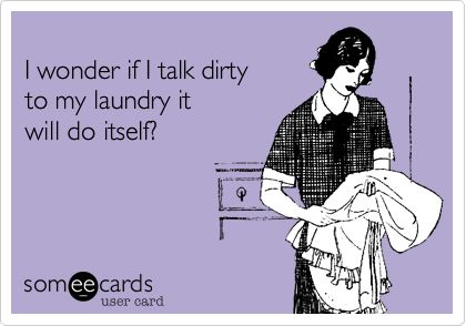 
I wonder if I talk dirty
to my laundry it
will do itself?
