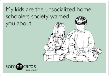 My kids are the unsocialized home-schoolers society warned
you about.