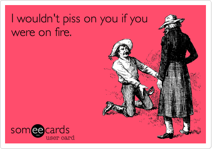 I wouldn't piss on you if you
were on fire.