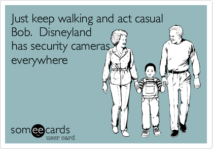 Just keep walking and act casualBob.  Disneylandhas security cameraseverywhere