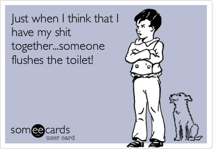 Just when I think that I
have my shit
together...someone
flushes the toilet!