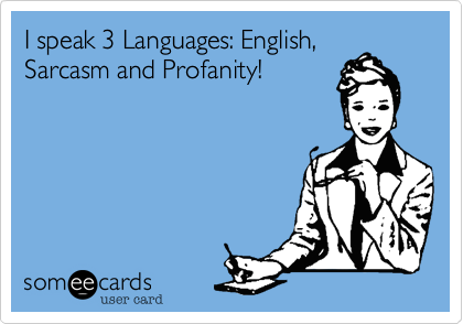I speak 3 Languages: English,
Sarcasm and Profanity!