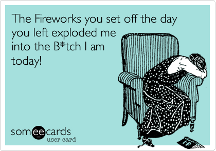 The Fireworks you set off the day you left exploded me
into the B*tch I am
today!